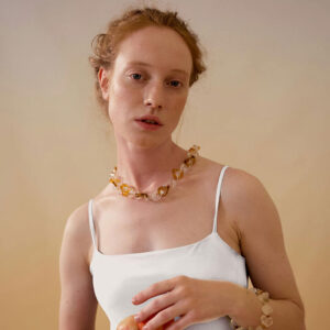 Amber Acrylic Chunky Chain - Chunky Chain Necklace & Bracelet Set